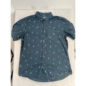 Billabong Tailored Fit Palm Tree Print Mens XL Short Sleeve Button-up Shirt